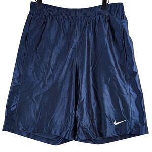 Nike Basketball Mesh Shorts Men Large Navy Blue Athletic Sportswear Swoosh